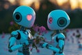 robots engage in heartwarming and romantic activities