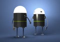 Robots with glowing heads handshaking Royalty Free Stock Photo