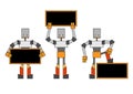 Robots holding the placard Royalty Free Stock Photo