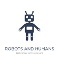 Robots and humans icon. Trendy flat vector Robots and humans ico