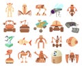 Robots icon set, cartoon style