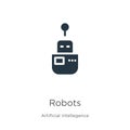 Robots icon vector. Trendy flat robots icon from artificial intelligence collection isolated on white background. Vector