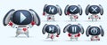 Robots kawaii character vector set. Robotic animal characters with button icon faces and gestures for and cute and friendly modern Royalty Free Stock Photo