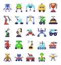 Robots and Bionic Humans in Trendy Flat Icons Pack
