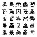 Robots and Bionic Humans in Trendy solid Icons Pack
