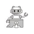 Robots outline vector icon. Thin line black robots icon