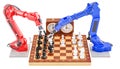 Robots playing chess concept, 3D rendering Royalty Free Stock Photo