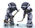Robots playing icehockey Royalty Free Stock Photo