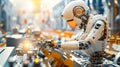 Robots in the process of assembling electronic components in high-tech manufacturing, generated ai Royalty Free Stock Photo