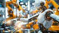 Robots in the process of assembling electronic components in high-tech manufacturing, generated ai Royalty Free Stock Photo