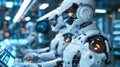 Robots in the process of assembling electronic components in high-tech manufacturing, generated ai Royalty Free Stock Photo