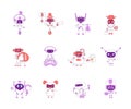 Robots red and violet linear objects set