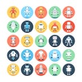 Robots, Robotics Colored Vector Icons 2