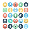 Robots, Robotics Colored Vector Icons 4