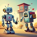 robots are in school classrooms Royalty Free Stock Photo