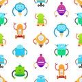 Robots and Seamless Pattern Vector Illustration