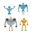 Robots Set . Space invaders Cyborgs. Iron colored robots.