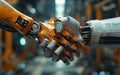 Robots shaking hands. The concept of artificial intelligence. Generative Ai
