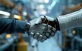 Robots shaking hands. The concept of artificial intelligence. Generative Ai