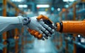 Robots shaking hands. The concept of artificial intelligence. Generative Ai
