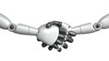 Robots shaking hands. 3D Rendering. Royalty Free Stock Photo