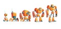 Robots evolution line cartoon vector concept