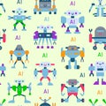 Robots vector cartoon robotic kids toy cute character monster or transformer cyborg robotics transform robotically