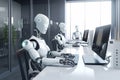 Robots Working in the Office instead of Human Created with Generative AI Technology