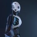 Robotstands behind of glass wall Royalty Free Stock Photo