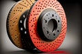 robust brake discs with red pad for brake repair