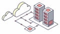 Robust cloud server infrastructure, secure data management, vector design Generative AI Royalty Free Stock Photo