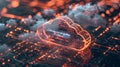 Robust Cyber Cloud Security Icon. Generative AI