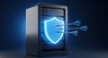 Robust Digital Shield Protecting Server: Advanced Cybersecurity and Data Defense Strategy for Tech Professionals. Royalty Free Stock Photo