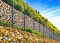 Robust Gabion Wall with Geogrid Slope Stabilization A HighQuality Image for Engineering and Landscaping Projects Royalty Free Stock Photo