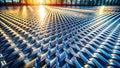 Robust Galvanized Steel Corrugated Metal Floor with Protective Iron Mesh A Durable Industrial Flooring Solution Royalty Free Stock Photo