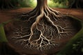 A robust, mature tree firmly anchored in the earth with a well-developed