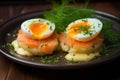 Robust Salmon eggs food potato. Generate Ai