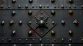 Robust steel plate adorned with rivets for industrial durability. Ai Generated