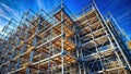 Robust Steel Scaffolding Structure Provides Safe Access and Support on Active Construction Site Royalty Free Stock Photo