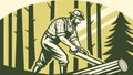 Hardworking lumberjack cutting wood in forest, traditional timber work, vector design Generative AI Royalty Free Stock Photo