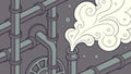 Complex Industrial Piping System with Steam Release, vector design Generative AI Royalty Free Stock Photo