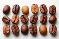 Robusta Coffee Beans on white background