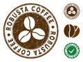 Robusta Coffee Stamp with Scratched Effect