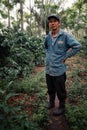 robusta coffee plantation with its proud owner