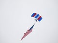 ROC airshow skydiver with USA flags Royalty Free Stock Photo
