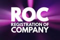 ROC - Registration Of Company acronym, business concept background