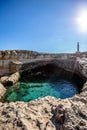 A sunshiny day at the Grotta della Poesia in the Puglia region of southern Italy which is really nothing more than a beautiful