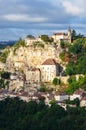 Rocamadour medieval village at sunrise, vertical Royalty Free Stock Photo