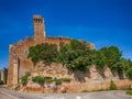 Rocca Aldobrandeschi - ancient fort, fortification ruins in Sovana, Tuscany, Italy. View from the street. Royalty Free Stock Photo