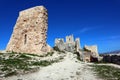 The Castle of Rocca Calascio, mountaintop medieval fortress at 1512 meters above sea level, Abruzzo - Italy